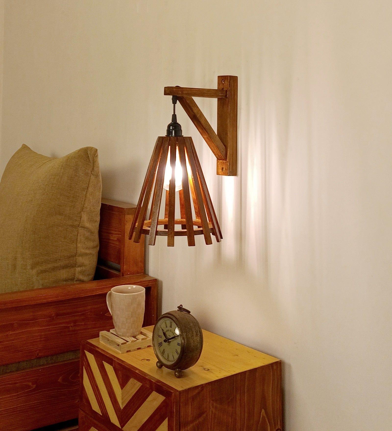 Funnel L Brown Wooden Wall Light (BULB NOT INCLUDED) - Ouch Cart 