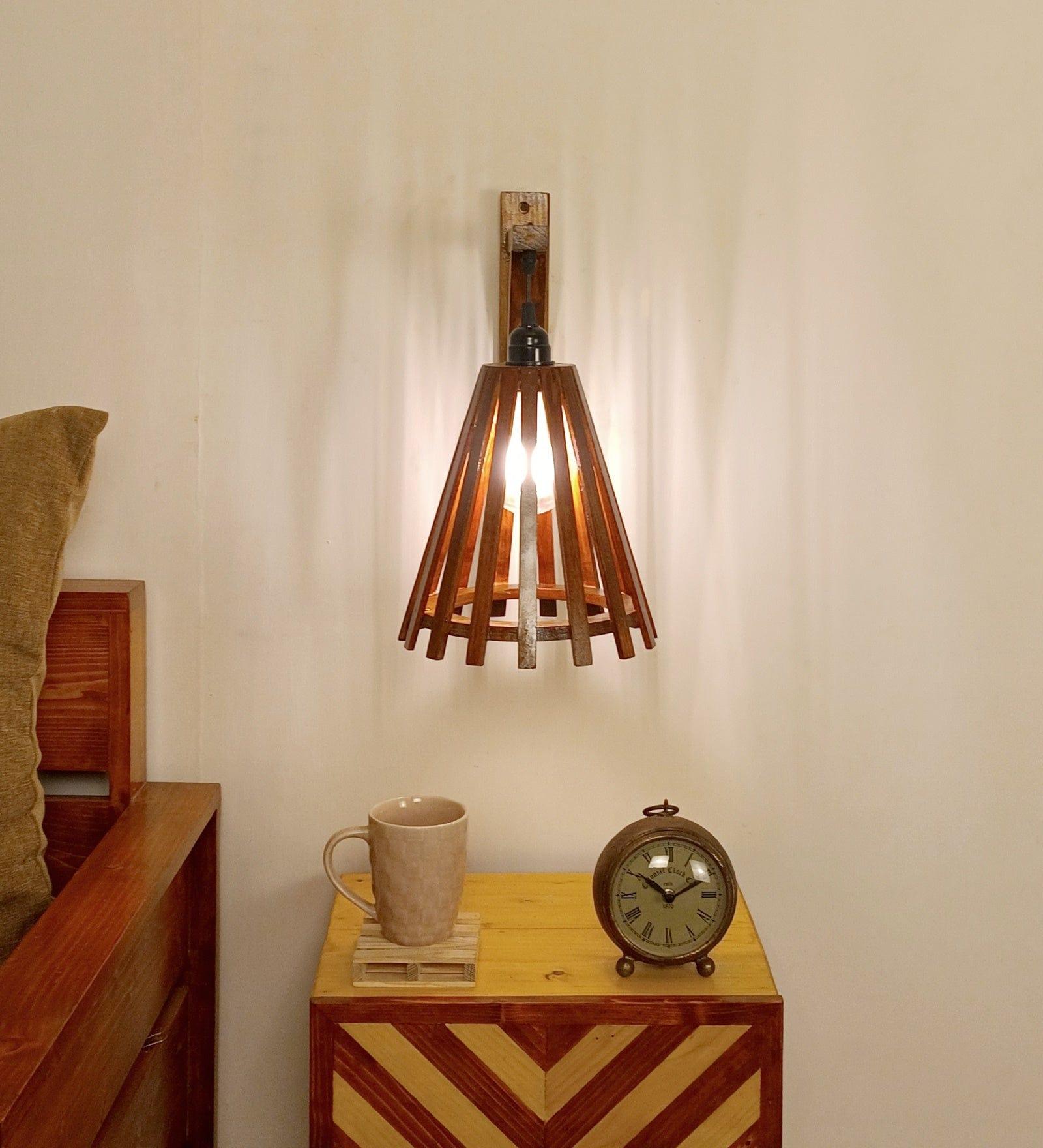 Funnel L Brown Wooden Wall Light (BULB NOT INCLUDED) - Ouch Cart 