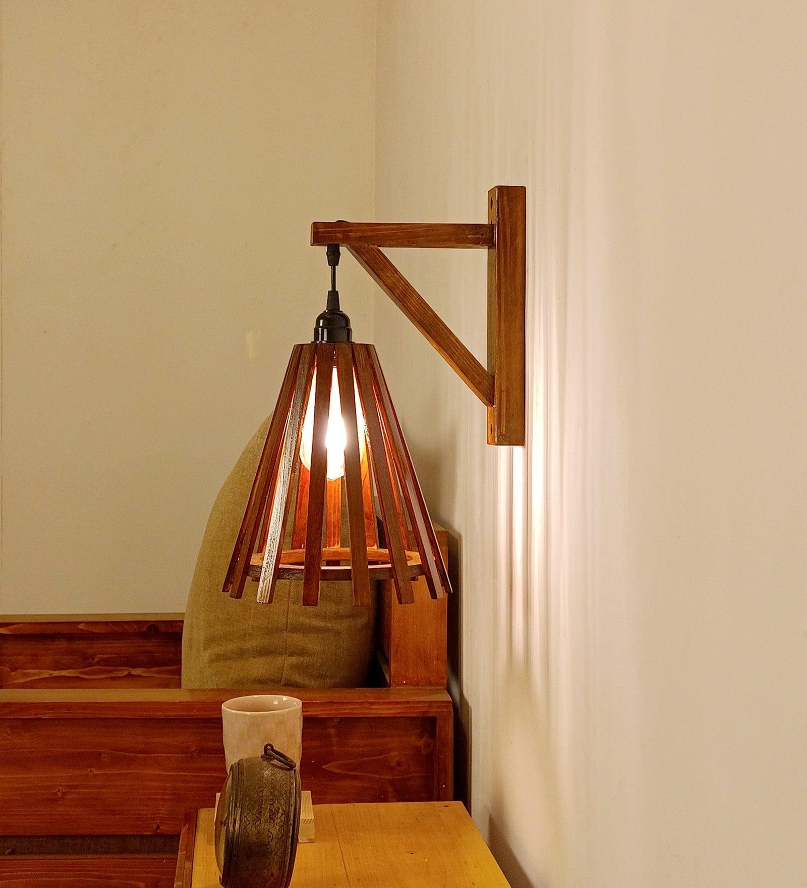 Funnel L Brown Wooden Wall Light (BULB NOT INCLUDED) - Ouch Cart 