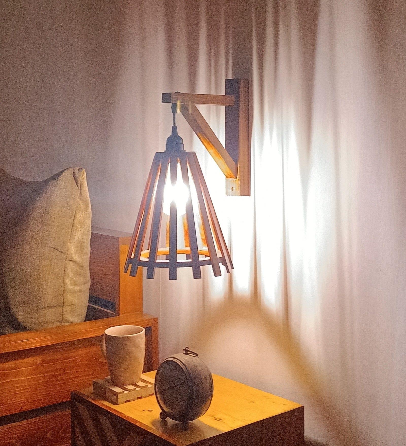 Funnel L Brown Wooden Wall Light (BULB NOT INCLUDED) - Ouch Cart 