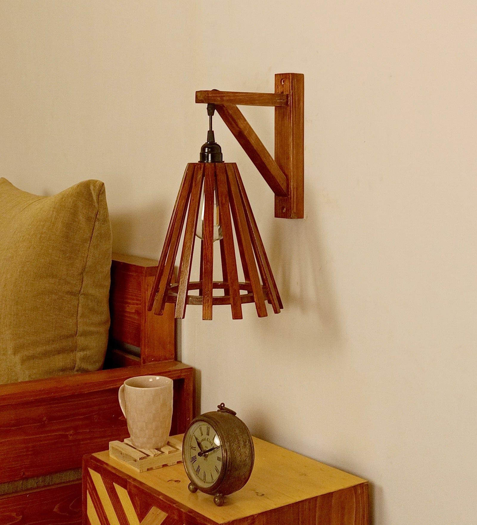 Funnel L Brown Wooden Wall Light (BULB NOT INCLUDED) - Ouch Cart 