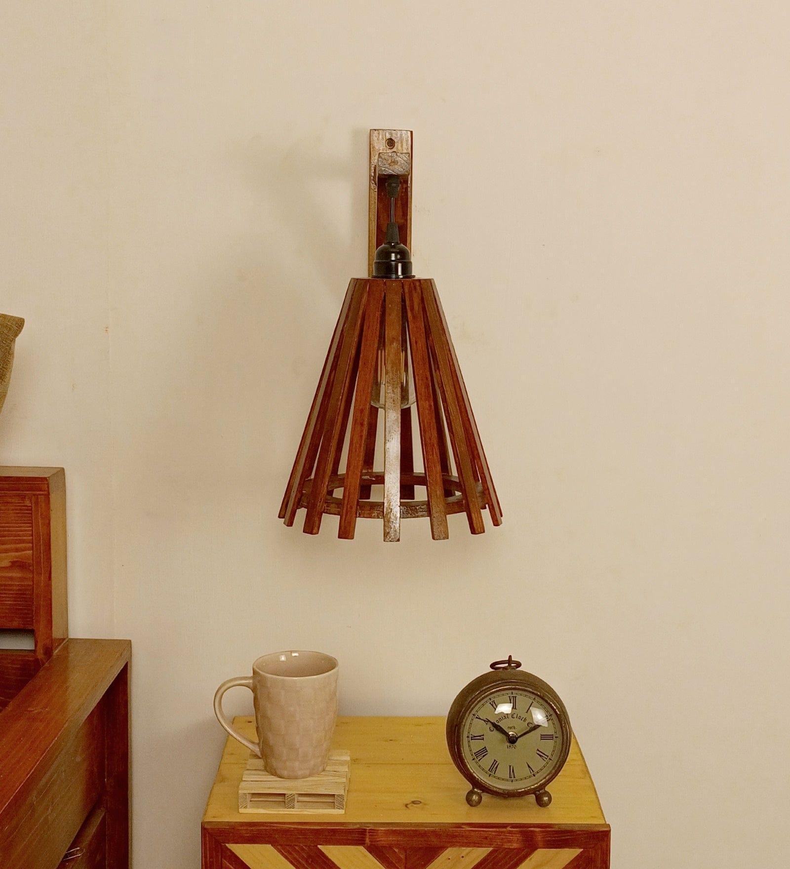 Funnel L Brown Wooden Wall Light (BULB NOT INCLUDED) - Ouch Cart 