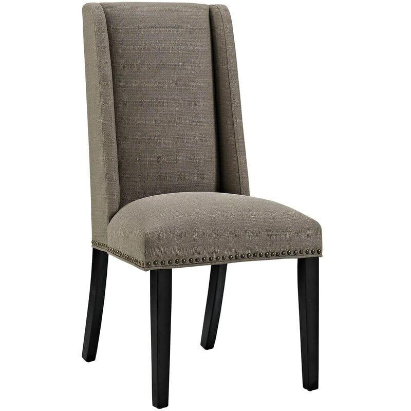 Wooden Back Side Dinning Chair in Medium Gray