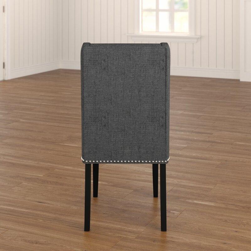 Wooden Back Side Dinning Chair in Medium Gray