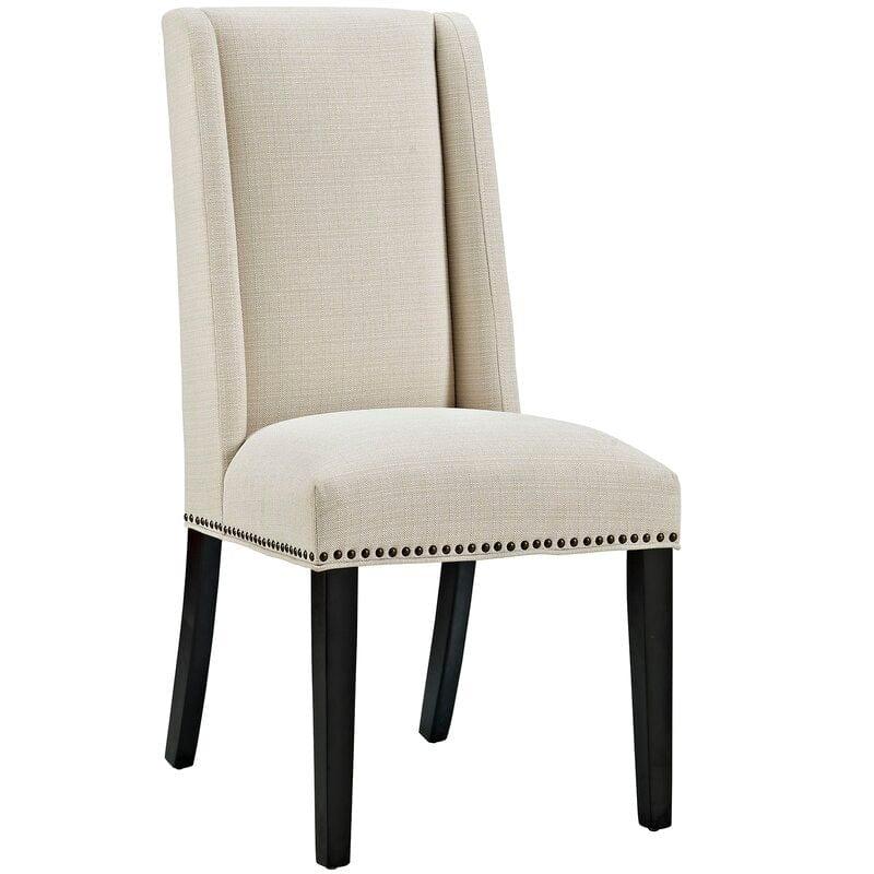 Wooden Back Side Dinning Chair in Medium Gray