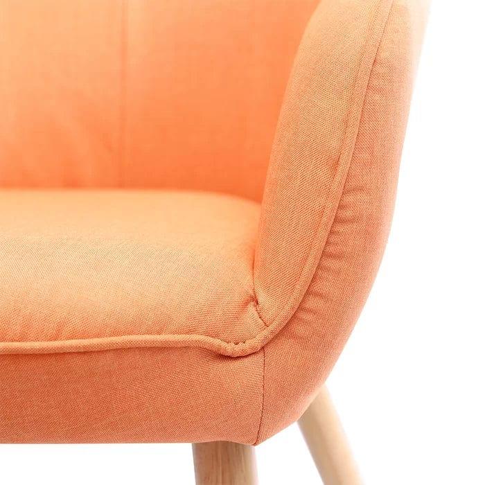 Georgia Wide Tufted Linen Wingback Chair and Ottoman - Ouch Cart 
