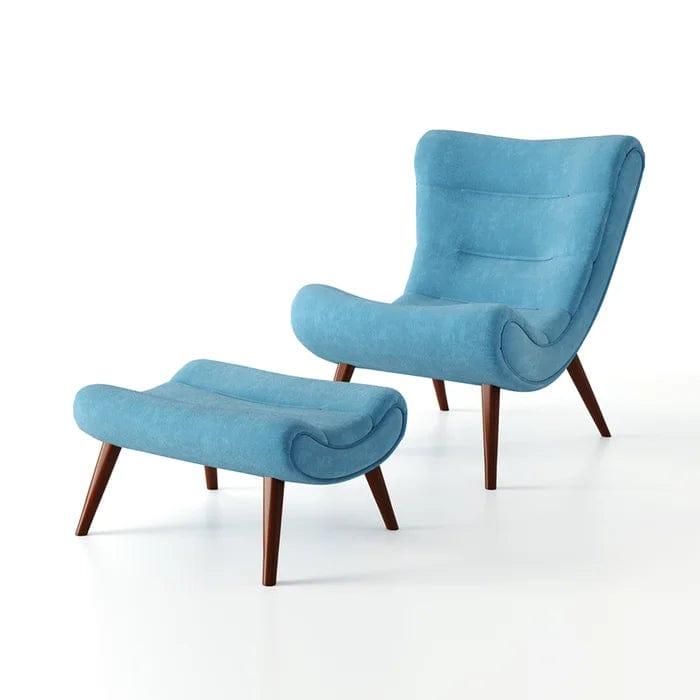 Gorecki Wide Tufted Lounge Chair and Ottoman - Ouch Cart 