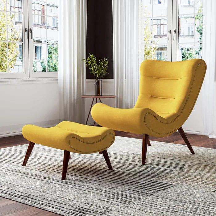 Gorecki Wide Tufted Lounge Chair and Ottoman