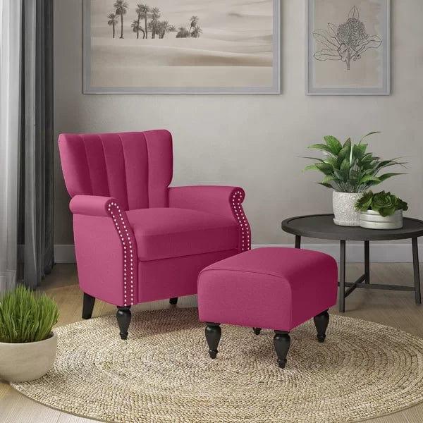 Greggs Wide Tufted Armchair and Ottoman - Ouch Cart 