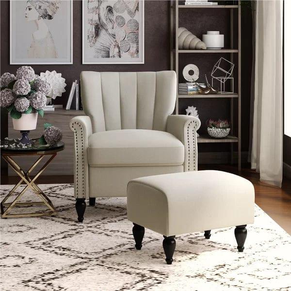 Greggs Wide Tufted Armchair and Ottoman - Ouch Cart 