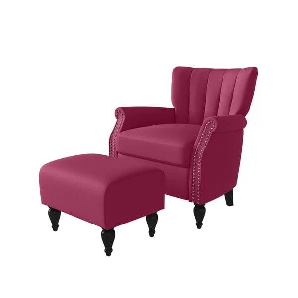 Greggs Wide Tufted Armchair and Ottoman - Ouch Cart 