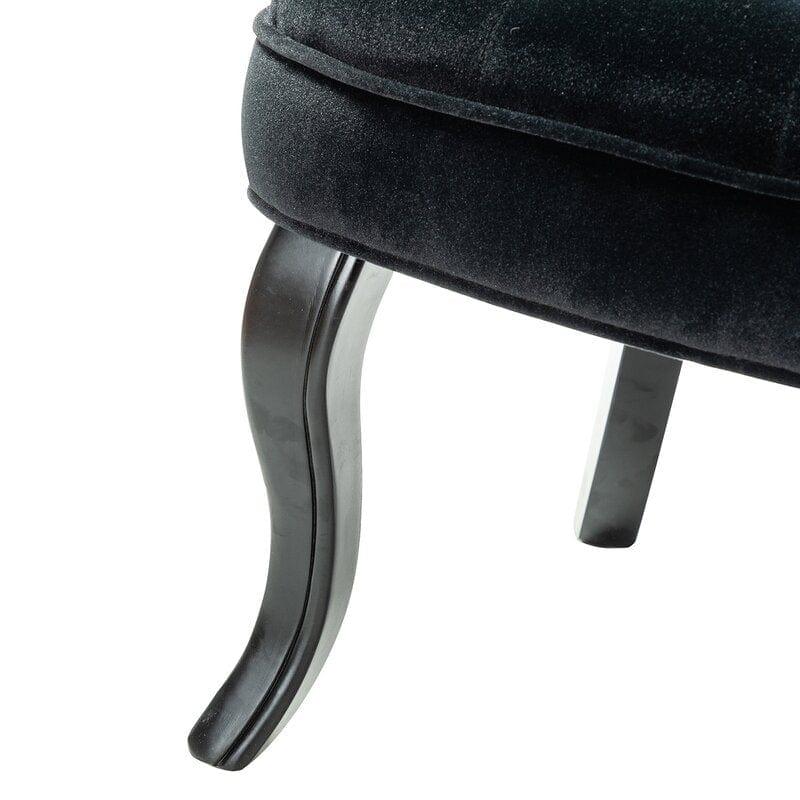 Wooden Teak Wood Wide Tufted Side Chair - Ouch Cart 