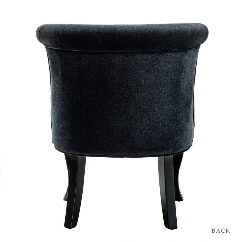 Wooden Teak Wood Wide Tufted Side Chair - Ouch Cart 