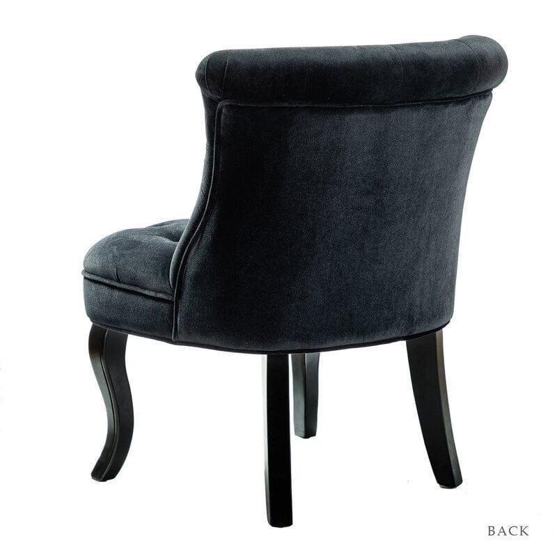 Wooden Teak Wood Wide Tufted Side Chair - Ouch Cart 