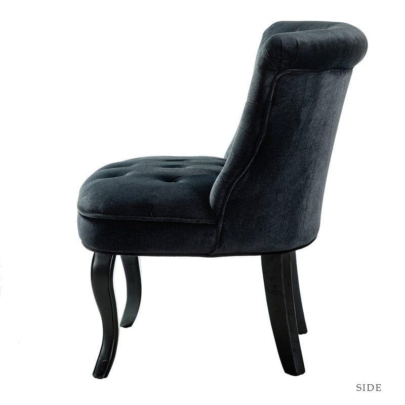 Wooden Teak Wood Wide Tufted Side Chair - Ouch Cart 