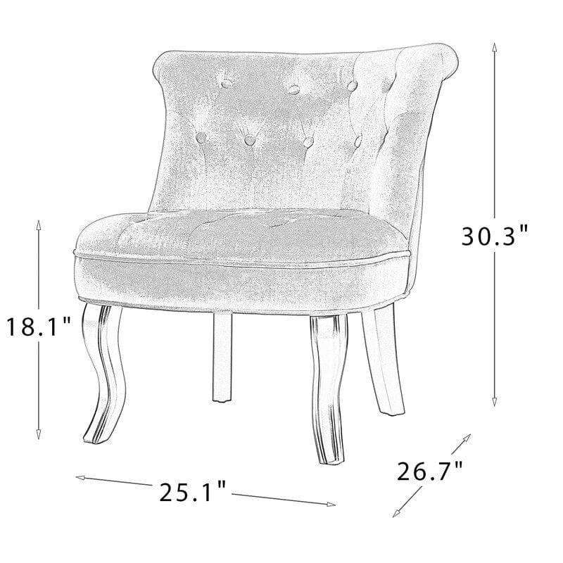 Wooden Teak Wood Wide Tufted Side Chair - Ouch Cart 