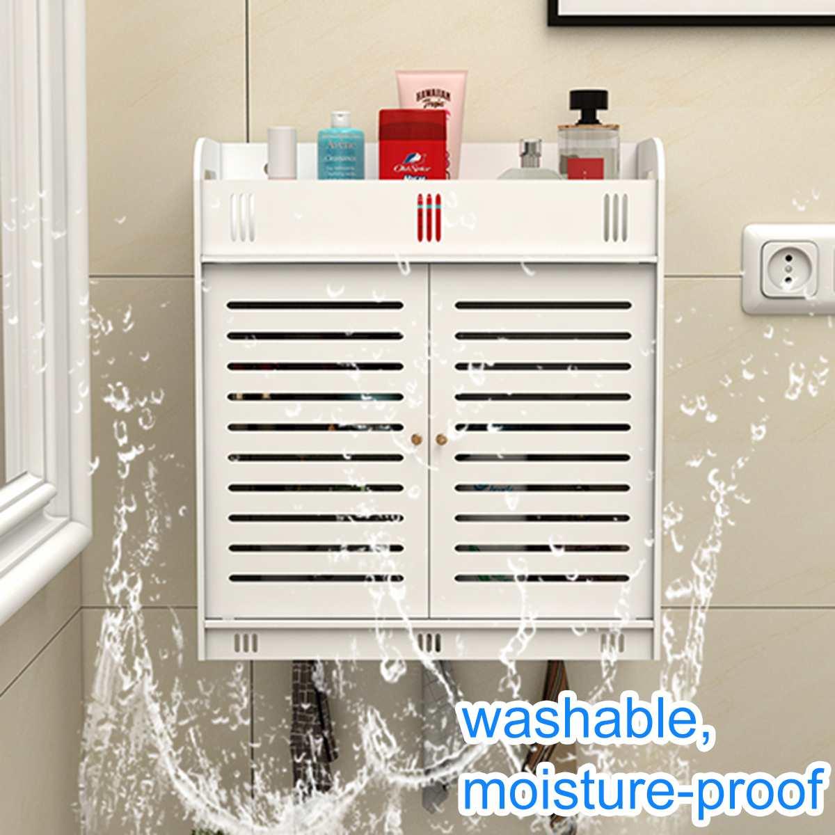 Wall Mounted PVC Bathroom [38] Storage Cabinet With Free Soap Dish By Miza - Ouch Cart 