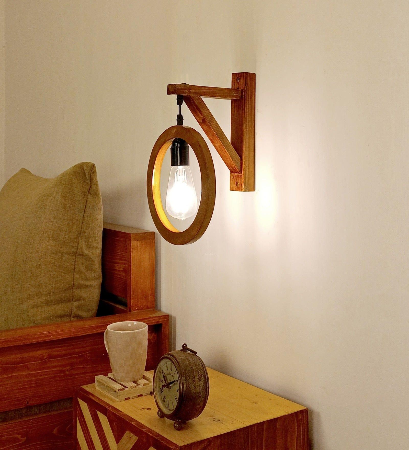 Halo L Brown Wooden Wall Light (BULB NOT INCLUDED) - Ouch Cart 