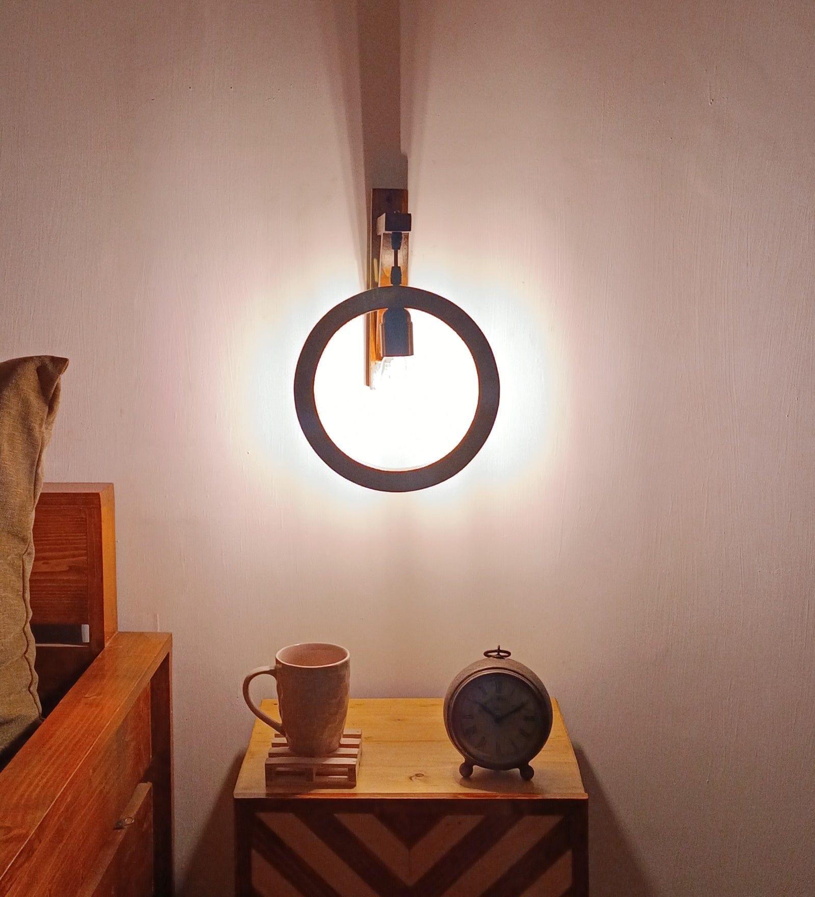 Halo L Brown Wooden Wall Light (BULB NOT INCLUDED) - Ouch Cart 