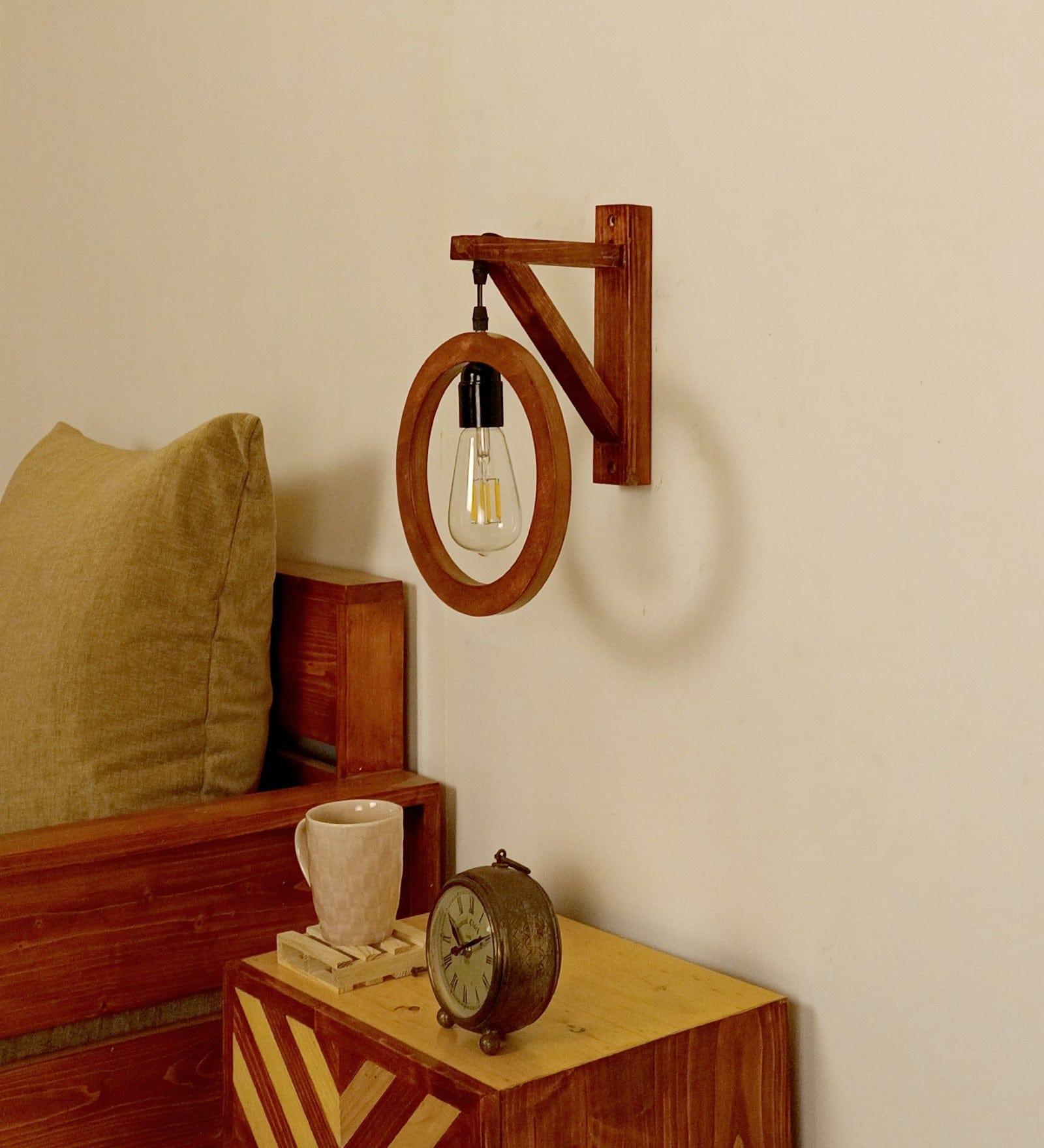 Halo L Brown Wooden Wall Light (BULB NOT INCLUDED) - Ouch Cart 