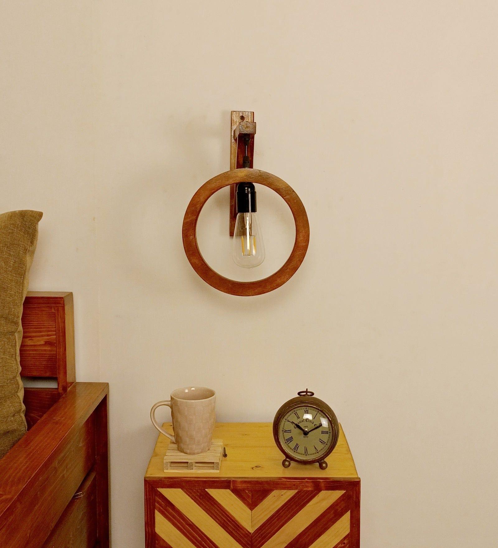 Halo L Brown Wooden Wall Light (BULB NOT INCLUDED) - Ouch Cart 