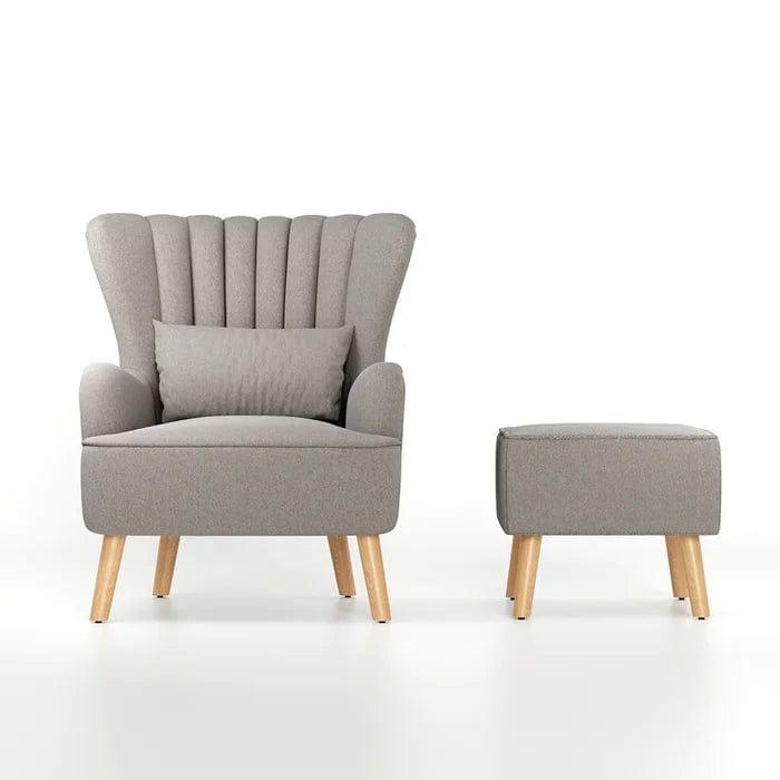 Harden Wide Tufted Wingback Chair and Ottoman - Ouch Cart 