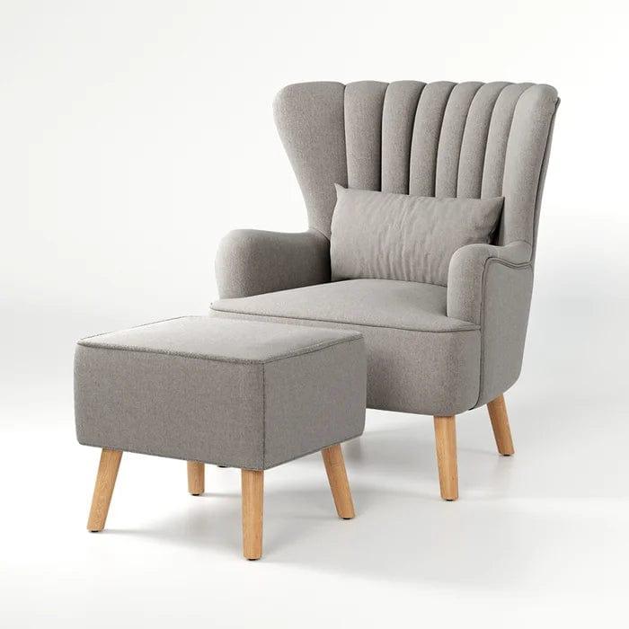 Harden Wide Tufted Wingback Chair and Ottoman - Ouch Cart 