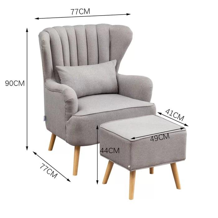 Harden Wide Tufted Wingback Chair and Ottoman - Ouch Cart 