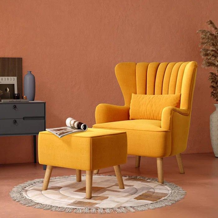 Harden Wide Tufted Wingback Chair and Ottoman - Ouch Cart 