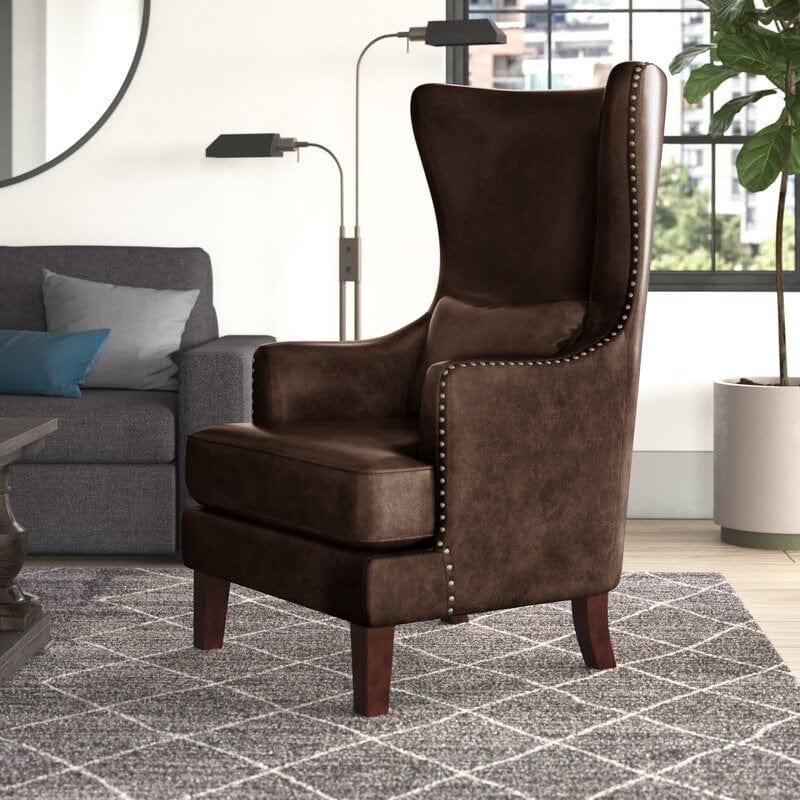 Full Back Lounge Chair Wide Tufted Wingback Chair