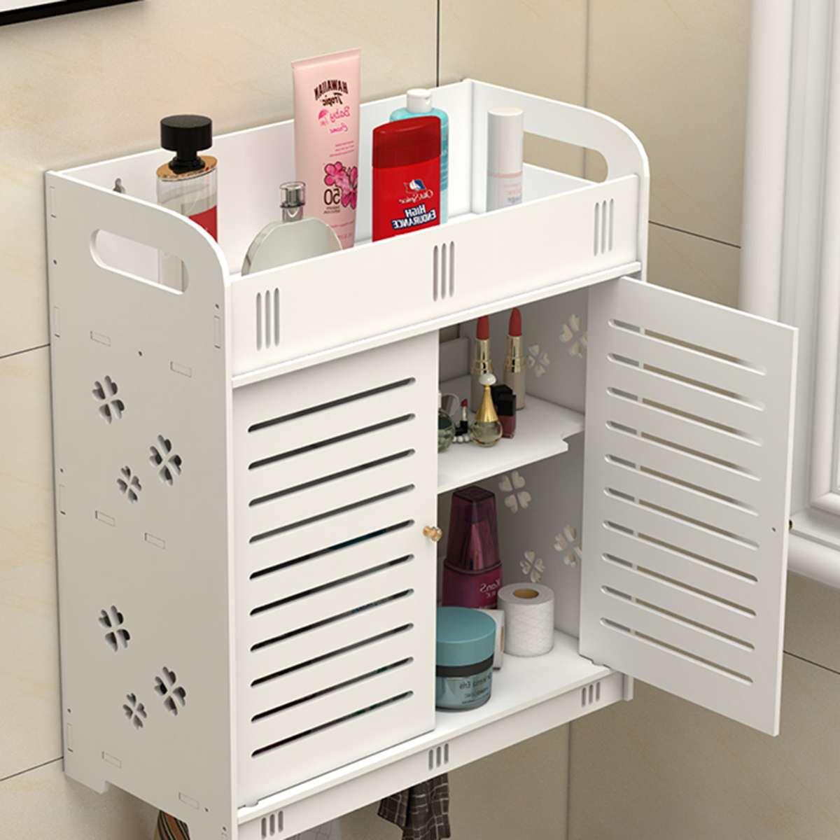 Wall Mounted PVC Bathroom [38] Storage Cabinet With Free Soap Dish By Miza - Ouch Cart 