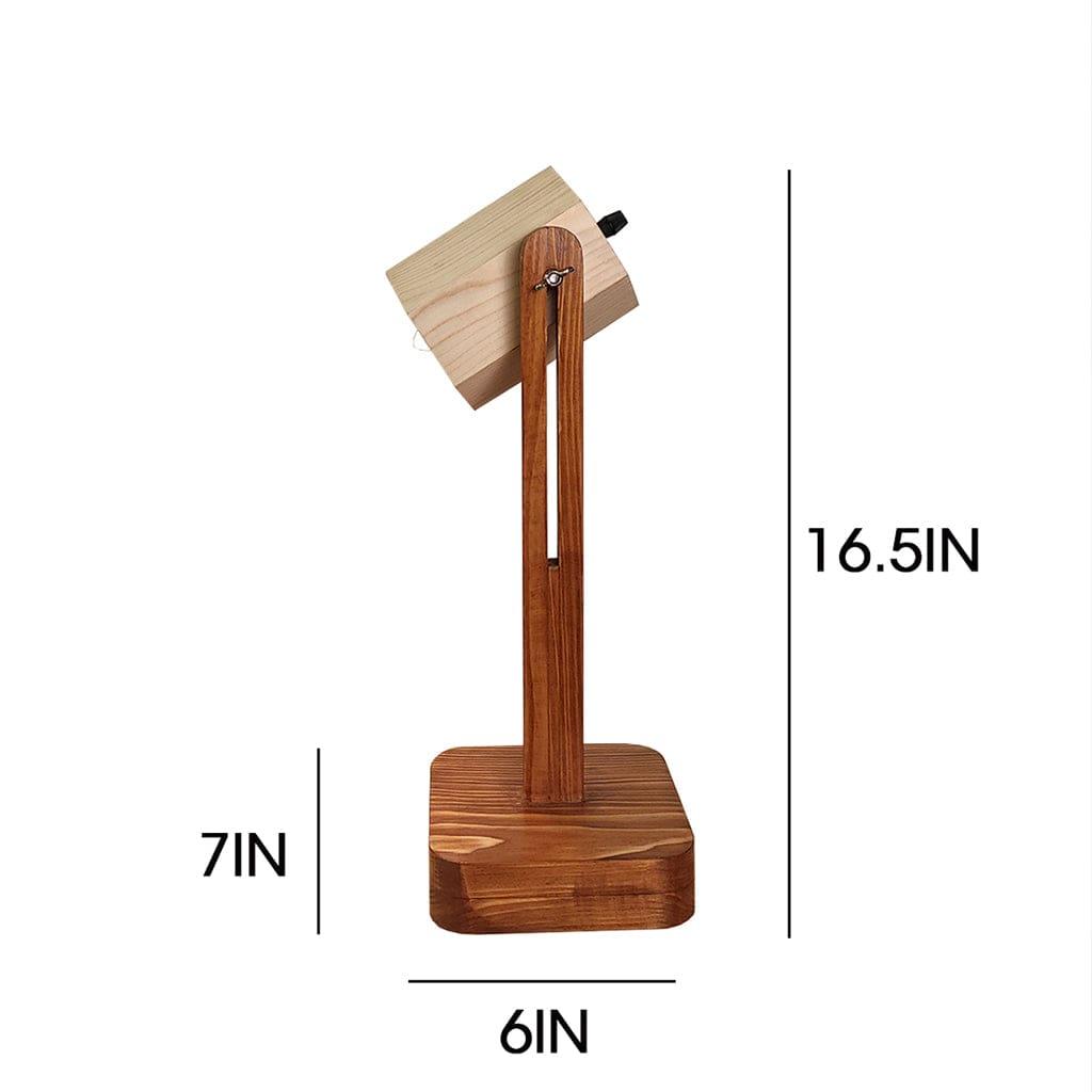 Hexspot Brown Wooden Table Lamp with Beige Wooden Lampshade (BULB NOT INCLUDED) - Ouch Cart 