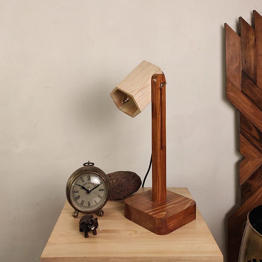 Hexspot Brown Wooden Table Lamp with Beige Wooden Lampshade (BULB NOT INCLUDED) - Ouch Cart 