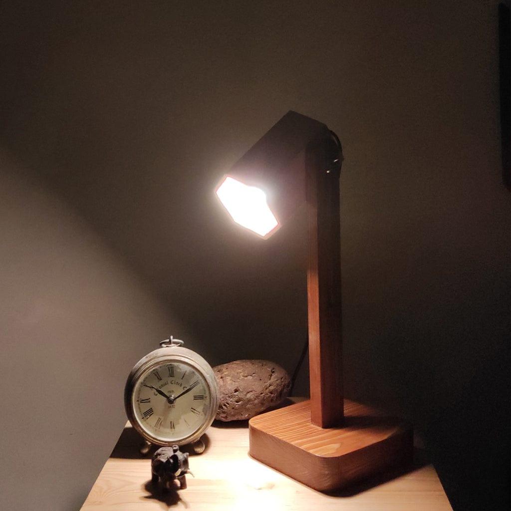 Hexspot Brown Wooden Table Lamp with Beige Wooden Lampshade (BULB NOT INCLUDED) - Ouch Cart 