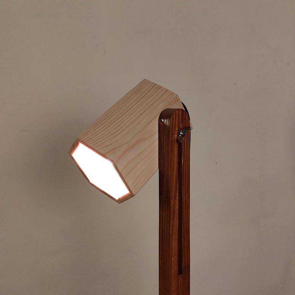 Hexspot Brown Wooden Table Lamp with Beige Wooden Lampshade (BULB NOT INCLUDED) - Ouch Cart 