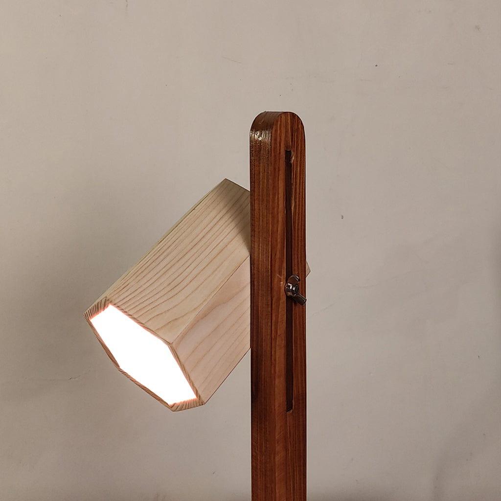 Hexspot Brown Wooden Table Lamp with Beige Wooden Lampshade (BULB NOT INCLUDED) - Ouch Cart 