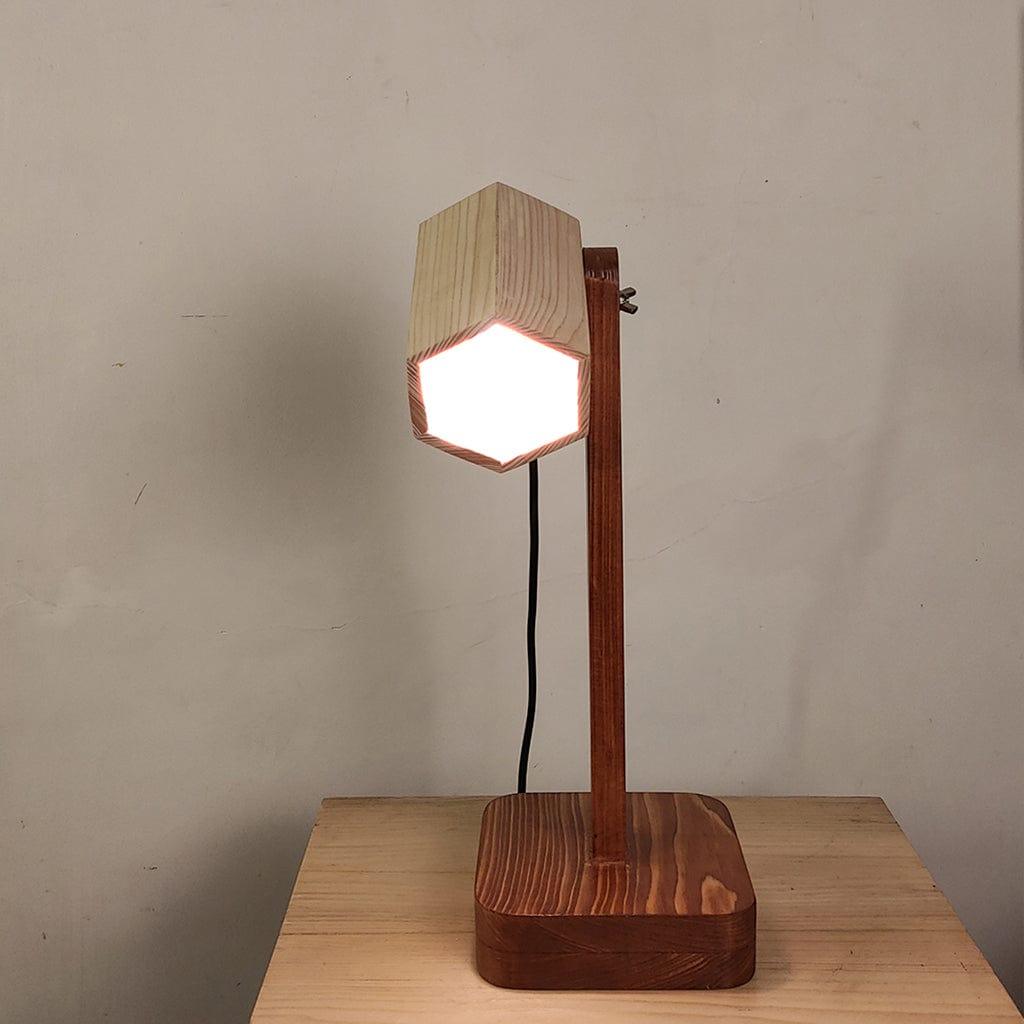 Hexspot Brown Wooden Table Lamp with Beige Wooden Lampshade (BULB NOT INCLUDED) - Ouch Cart 