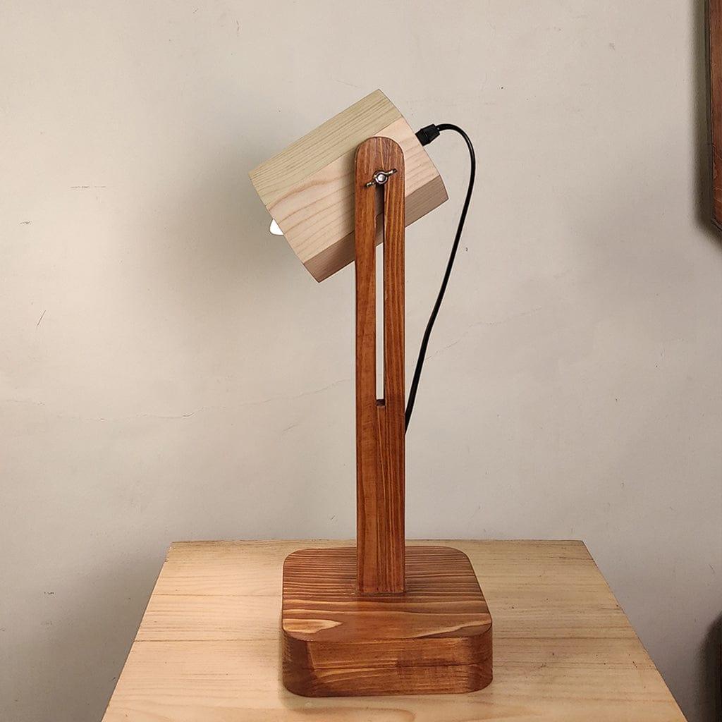 Hexspot Brown Wooden Table Lamp with Beige Wooden Lampshade (BULB NOT INCLUDED) - Ouch Cart 