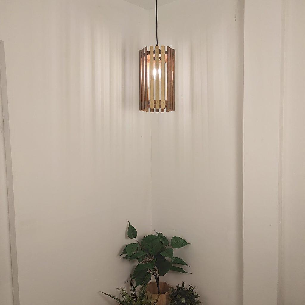 Hexa Brown Wooden Single Hanging Lamp