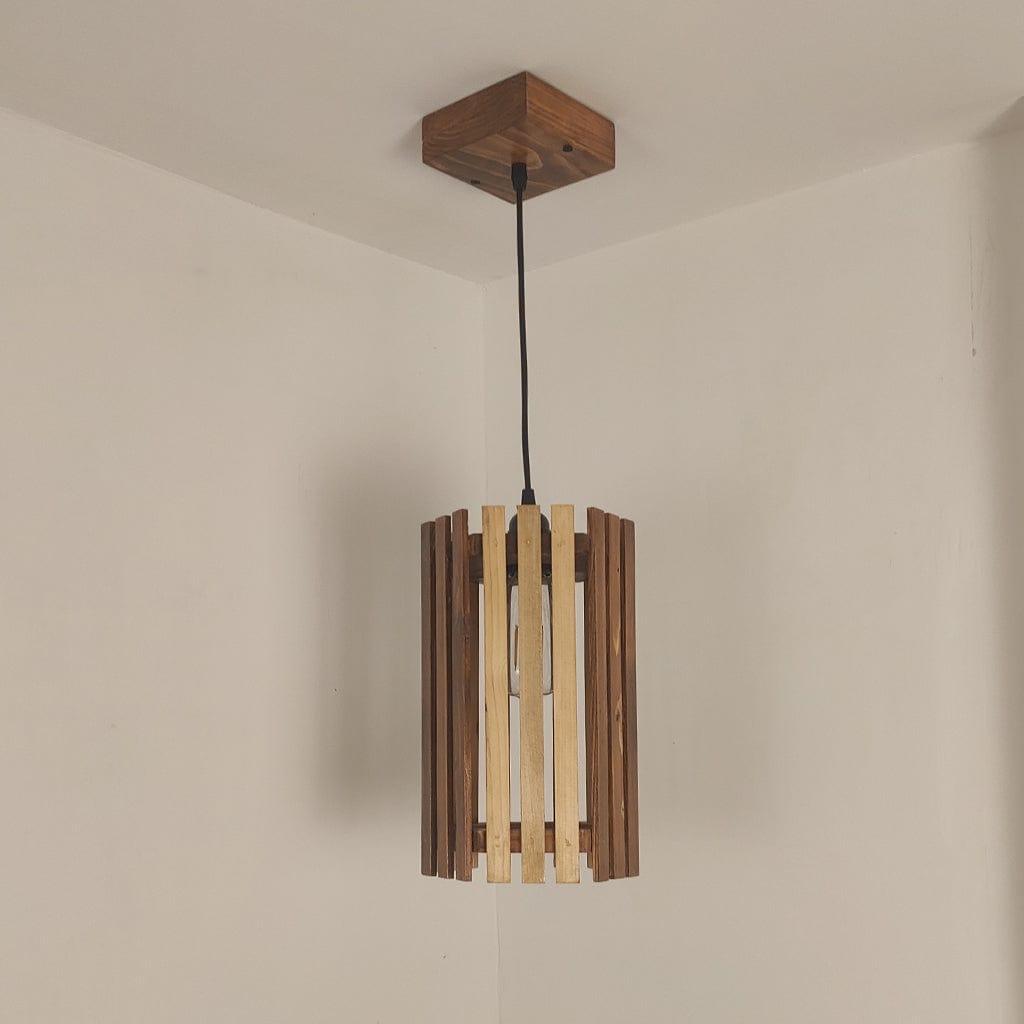 Hexa Brown Wooden Single Hanging Lamp - Ouch Cart 