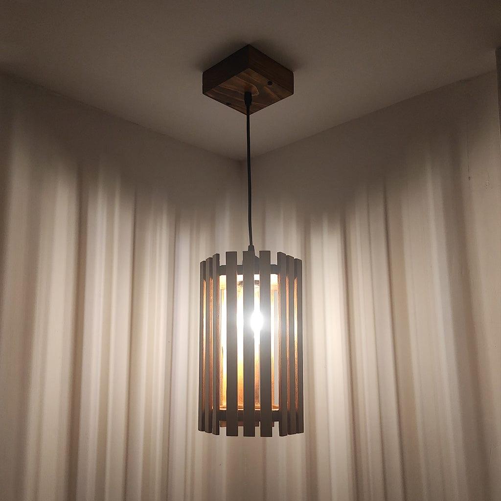 Hexa Brown Wooden Single Hanging Lamp - Ouch Cart 