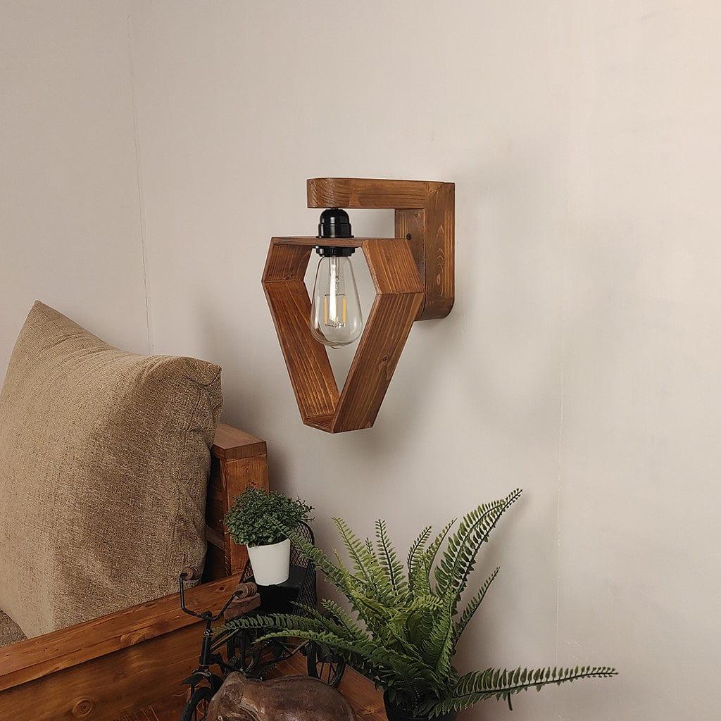 Hexad Brown Wooden Wall Light (BULB NOT INCLUDED) - Ouch Cart 