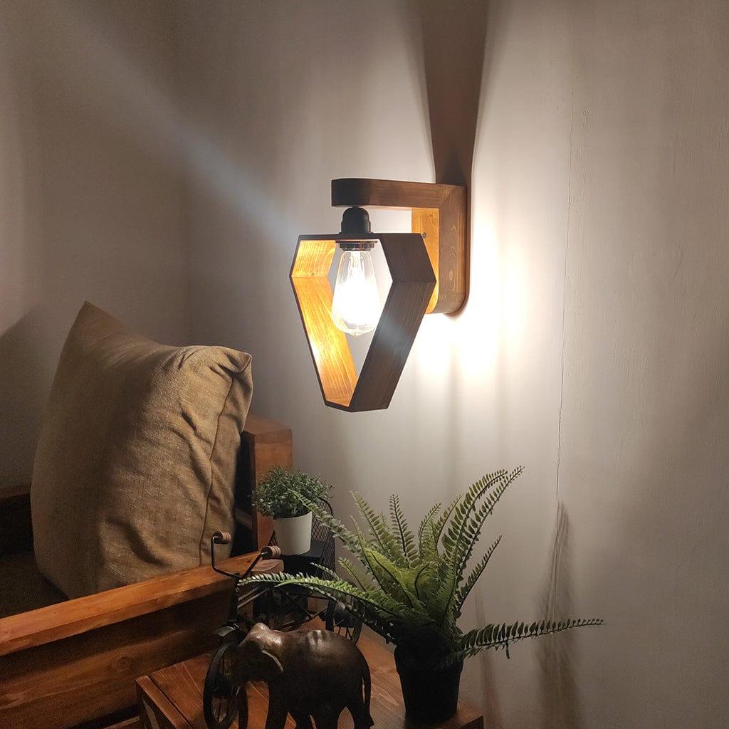 Hexad Brown Wooden Wall Light (BULB NOT INCLUDED) - Ouch Cart 