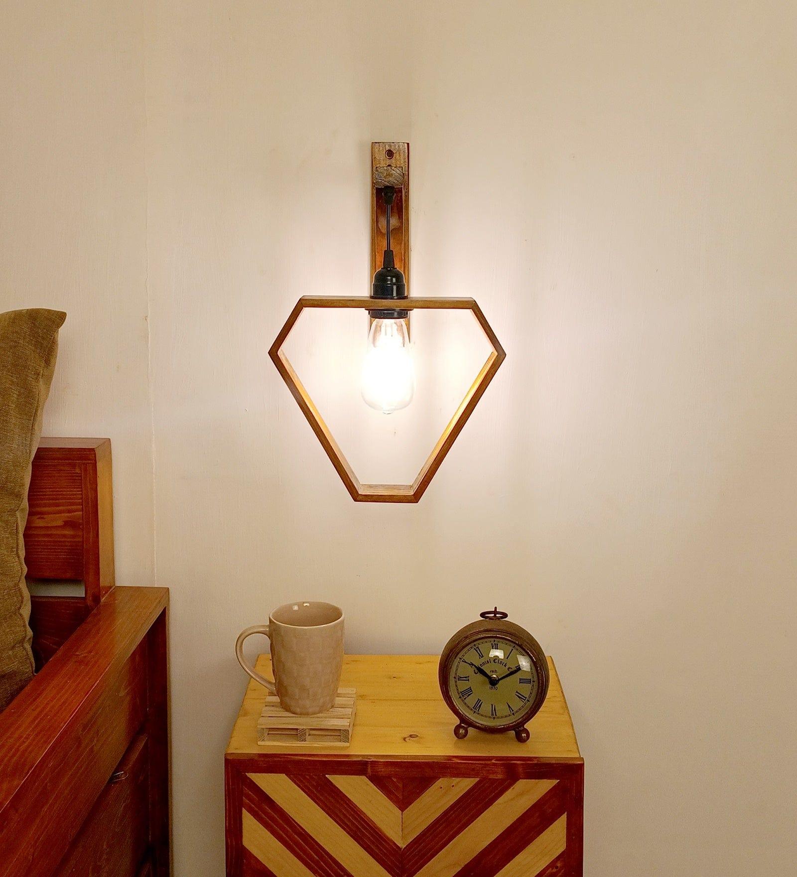 Hexad L Brown Wooden Wall Light (BULB NOT INCLUDED) - Ouch Cart 