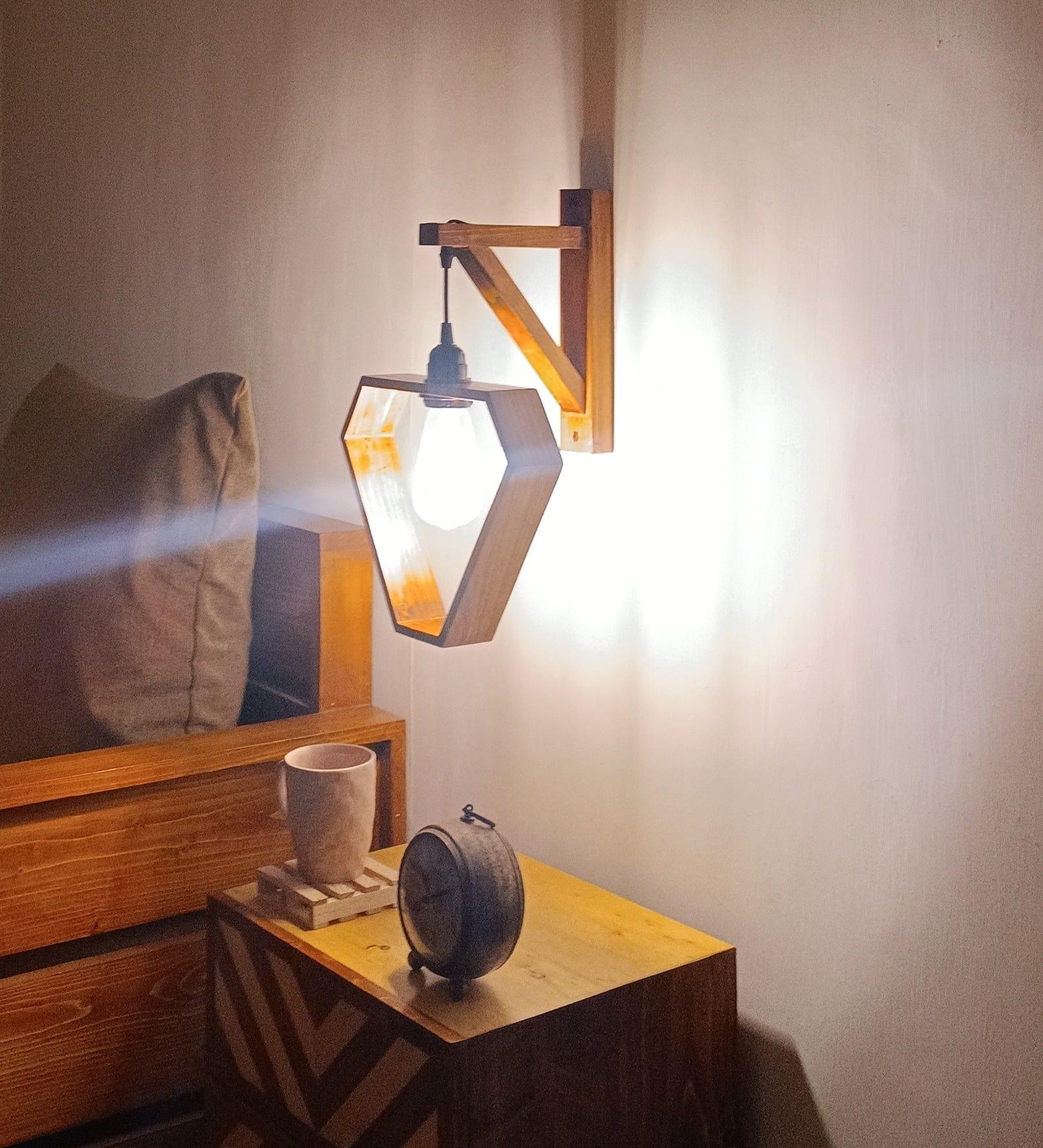 Hexad L Brown Wooden Wall Light (BULB NOT INCLUDED) - Ouch Cart 