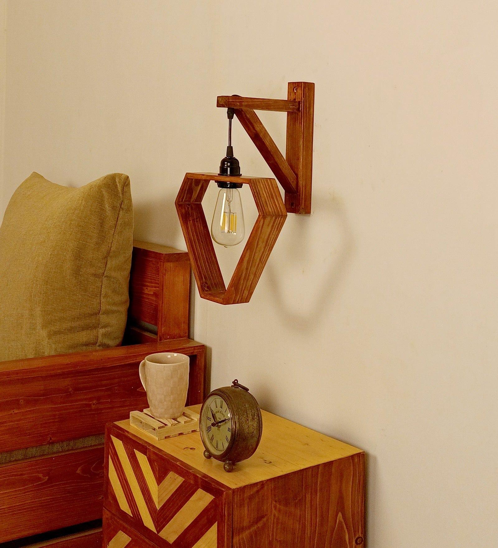 Hexad L Brown Wooden Wall Light (BULB NOT INCLUDED) - Ouch Cart 