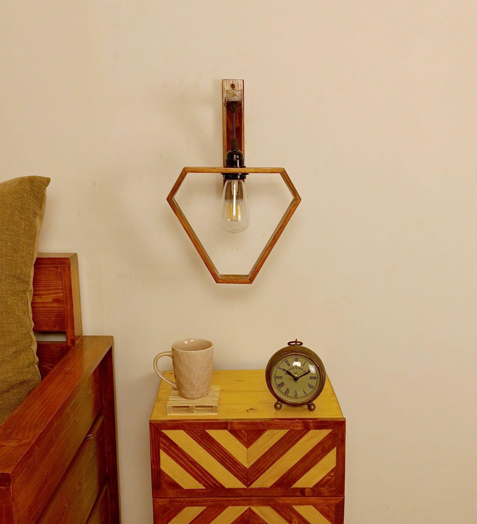 Hexad L Brown Wooden Wall Light (BULB NOT INCLUDED) - Ouch Cart 