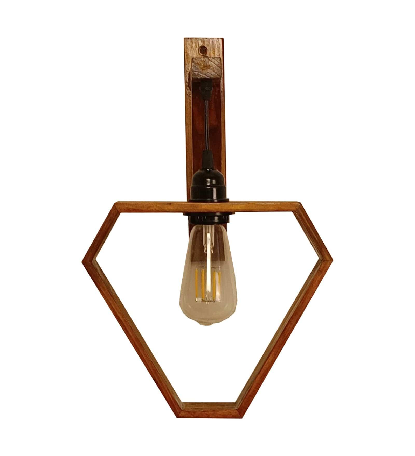 Hexad L Brown Wooden Wall Light (BULB NOT INCLUDED) - Ouch Cart 