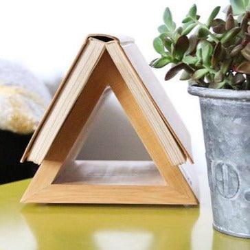 Stylish Triangular Wooden Book Holder For Study Table/Office Table ( With Complementary Coaster ) By Miza - Ouch Cart 