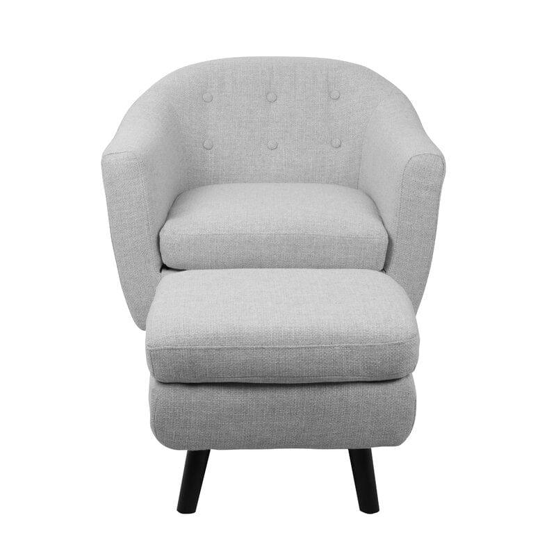 Hiltonia Wide Tufted Barrel Chair and Ottoman